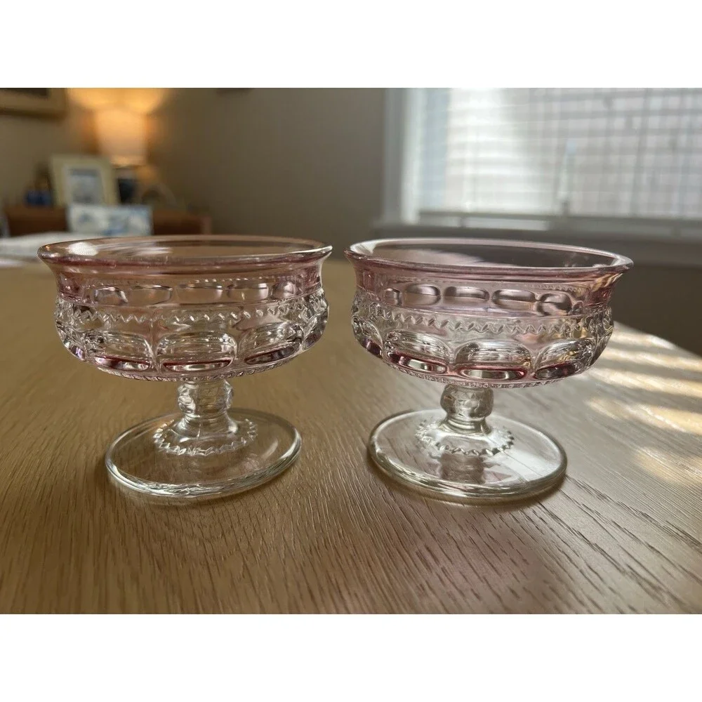 Tiffin-Franciscan King's Crown Ruby Flashed Sherbet Glasses Set Of 2